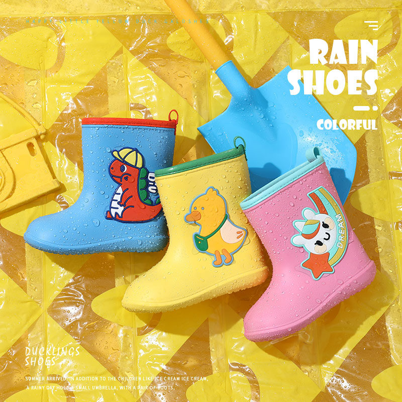 2021 New Boys and Girls Rain Boots Set Waterproof Non-slip Lightweight Children's Rain Boots 3 Years Old and 4 Years Old Exported to Japan