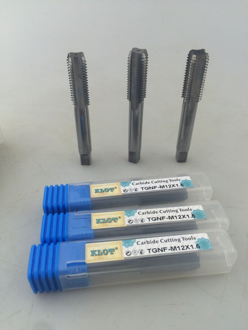 KLOT overall hard alloy screw tapping 50 hardness straight groove spiral screw tapping tungsten steel machine with screw tapping m2-m20