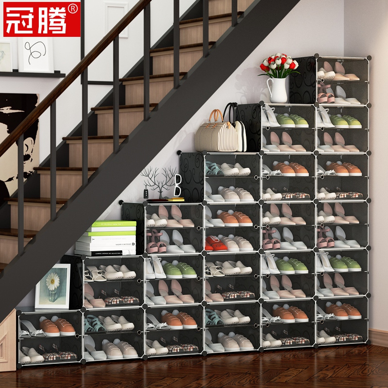 Staircase Shoe Cabinet with Angled Steps Underneath, Household Large-Capacity Storage Cabinet, Trapezoidal Simple Shoe Rack and Storage Rack Staircase Shoe Cabinet with Angled Steps Underneath, Household Large-Capacity Storage Cabinet, Trapezoidal Simple Shoe Rack and Storage Rack
