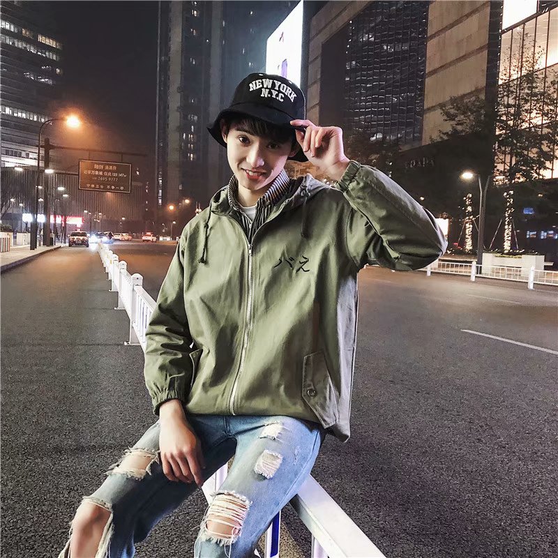 New Nhật Bản Áo khoác đường phố Nhật Bản Thương hiệu Tide thương hiệu Tri-color Màu tương phản Xu hướng Áo khoác thông thường Dụng cụ Áo khoác nam áo khoác denim