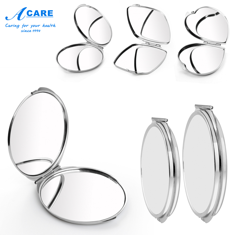 acare makeup small mirror female metal beauty mirror cute double-sided folding makeup mirror portable makeup makeup students