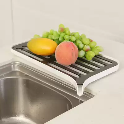 Double-layer curved drain mouth kitchen countertop sink dishes fruit and vegetable drain board shelf creative kitchen artifact
