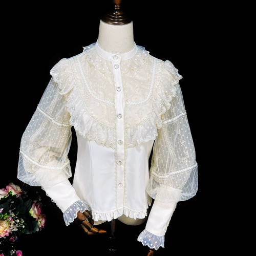 Оригинальная ретро кружевная рубашка, элегантный лонгслив, стиль Лолита