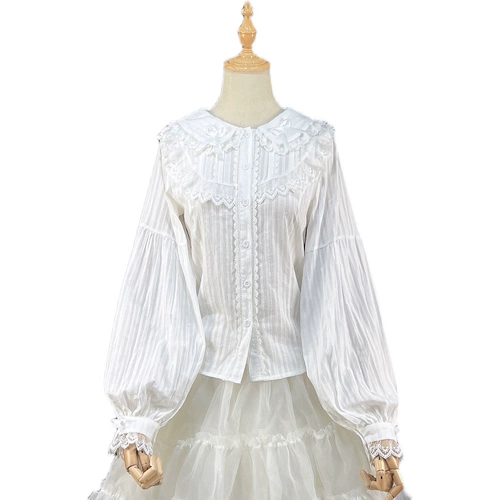 Осенний лонгслив, милая кукла, универсальная рубашка с бантиком, стиль Лолита, кукольный воротник