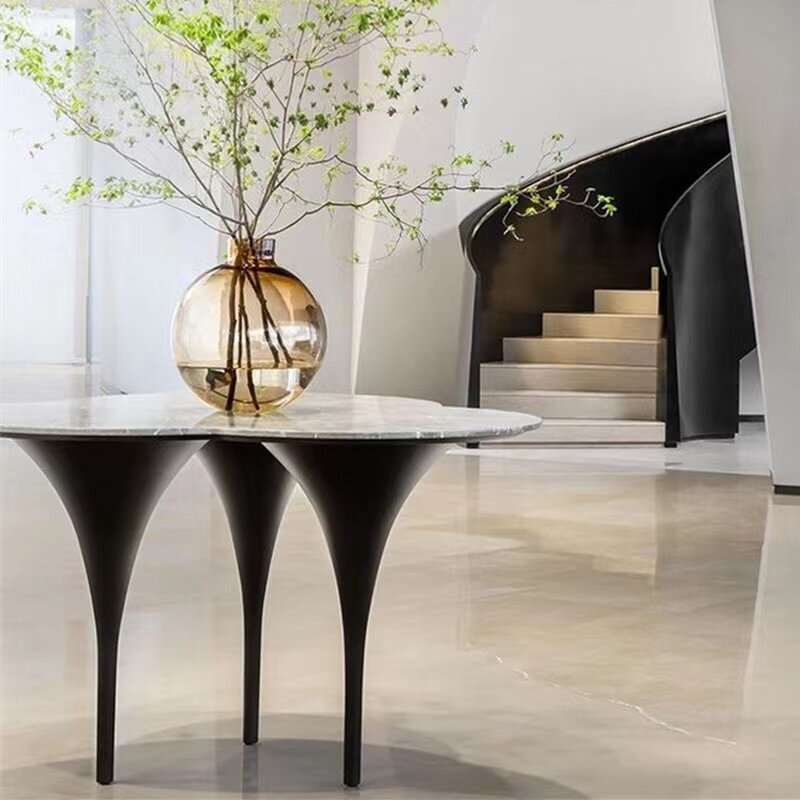 Designer New Petals Trifoliage Grass Three Foot Tea Table Patio Outdoor Cafe Casual Tea Table Home Triangle Table-Taobao