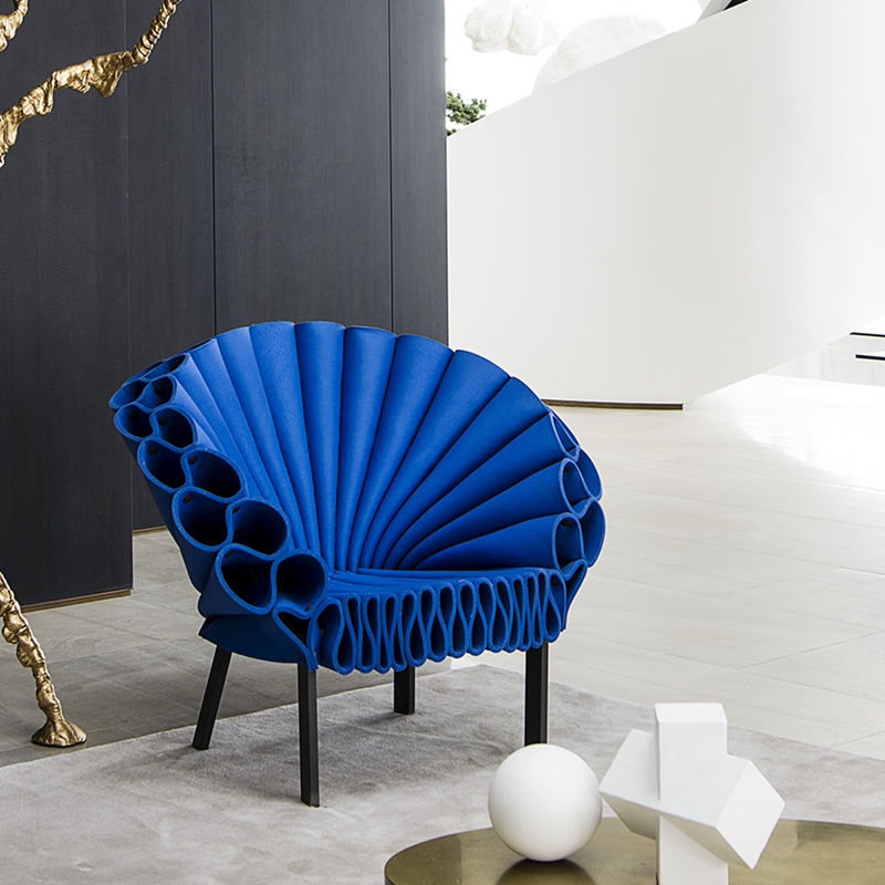 Nordic designer Art peacock open screen Petal Chair Creative panel Room Circle Glow Profiled Casual Single Chair-Taobao