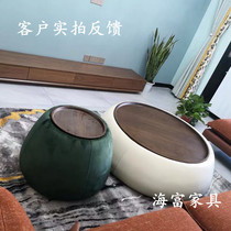 Nordic simple small apartment Fan Weiqi with round storage coffee table Italian designer solid wood art side