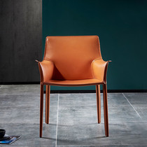 Nordic designer furniture light luxury saddle leather leisure dining room chair loft style hotel study reception chair