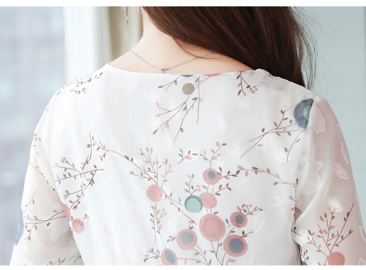 VK旗艦店 韓國風雪紡氣質超仙顯瘦收腰喇叭袖長袖洋裝