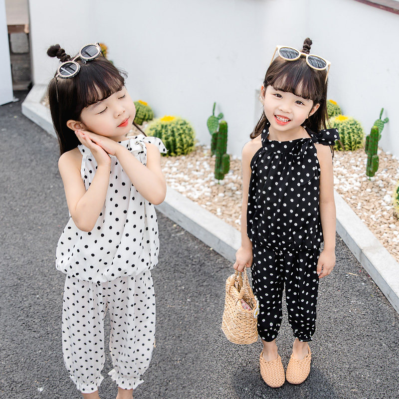 South Korea 2021 new little girl summer clothing fashion short sleeve girl foreign pie middle children's summer two-piece suit
