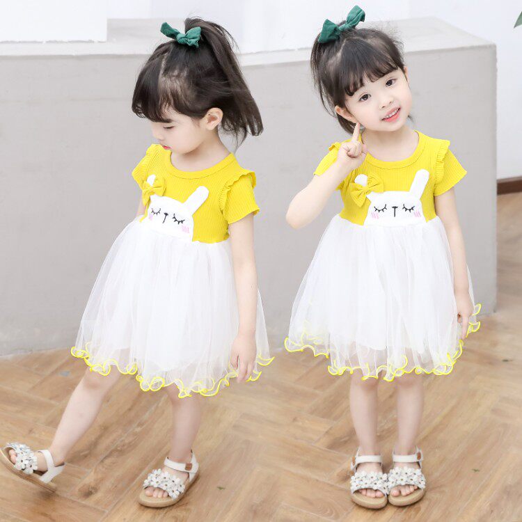 South Korean female baby dresses summer clothing 2021 new ultra-foreign, three-year-old princess nepotism dress for girls' foreign dress