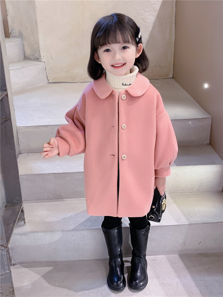 Korean girls' double-sided woolen coat children's thickened woolen coat autumn and winter 2022 new small and medium-sized children's foreign style girls