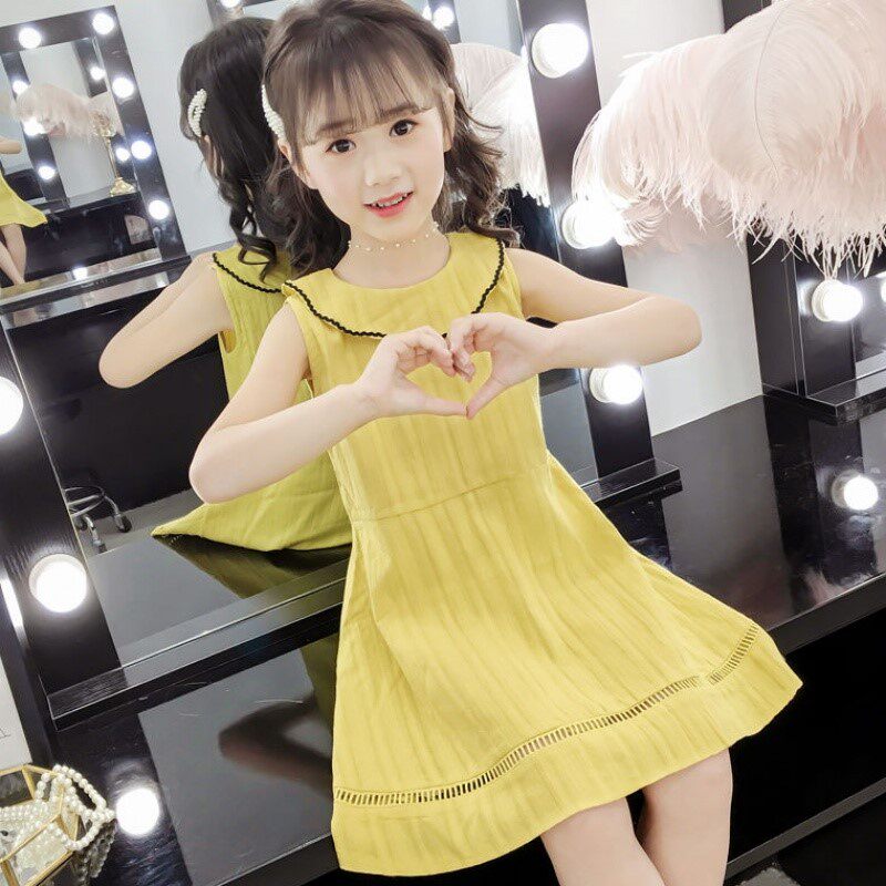 Korean girl dress summer Korean Super Super Sun Summer Children's Princess Skirt Little cotton dress