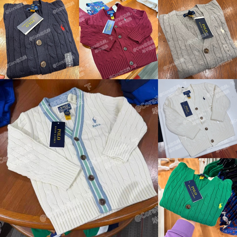 [Cora in North America] Ralph Lauren Children's Boys' V-Neck Sweater Cardigan Knitwear