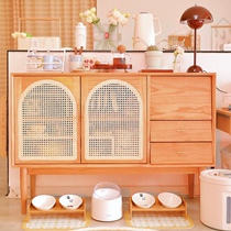 Nordic rattan sideboard solid wood household small-sized porch cabinet living room simple tea cabinet Japanese storage cabinet
