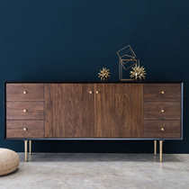Nordic solid wood sideboard Japanese simple modern home bedroom side cabinet small apartment living room porch cabinet tea cabinet