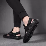 Летние сандалии, пляжные дышащие трендовые туфли для отдыха для кожаной обуви, мягкая подошва, 2023, из натуральной кожи