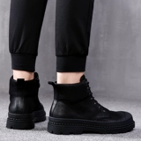 Ботинки, обувь, рабочие высокие демисезонные черные короткие сапоги для кожаной обуви, из натуральной кожи