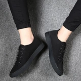 Мужская тканевая трендовая низкая повседневная обувь в английском стиле, черные кроссовки, осенняя, в корейском стиле