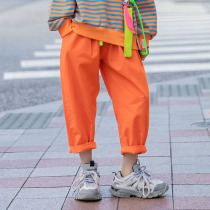 Girl Spring Dress Pants 2022 New CUHK Tong Han version of the Han version Trendy Loose Trousers Children Spring Autumn Casual Pants