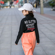 Girls thick base shirt autumn and winter 2019 new long sleeve high neck winter dress foreign style Korean childrens cotton top