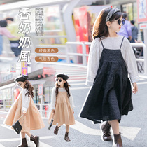 Girl suit one-piece dress 2022 spring new foreign air CUHK Childrens spring dress Princess skirt Skirt Tide