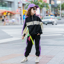 Girls Spring and Autumn Sports Set Autumn 2021 New Korean version of foreign-style childrens big children Net red fashionable two-piece set tide