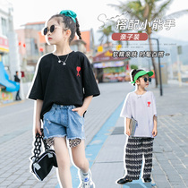 Girl short sleeve T-shirt 2022 spring and summer new child love t CUHK Tong Yang qi blouse girl 100 hitch-shirt