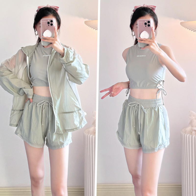 High-End Swimwear Seaside Vacation Three-Piece Set 2025 New Popular Long-Sleeved Sun Protection Cover-Up Hot Spring Swimwear