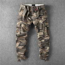 European and American vintage straight tube army camouflage trousers outdoor thick cotton autumn and winter mens pants
