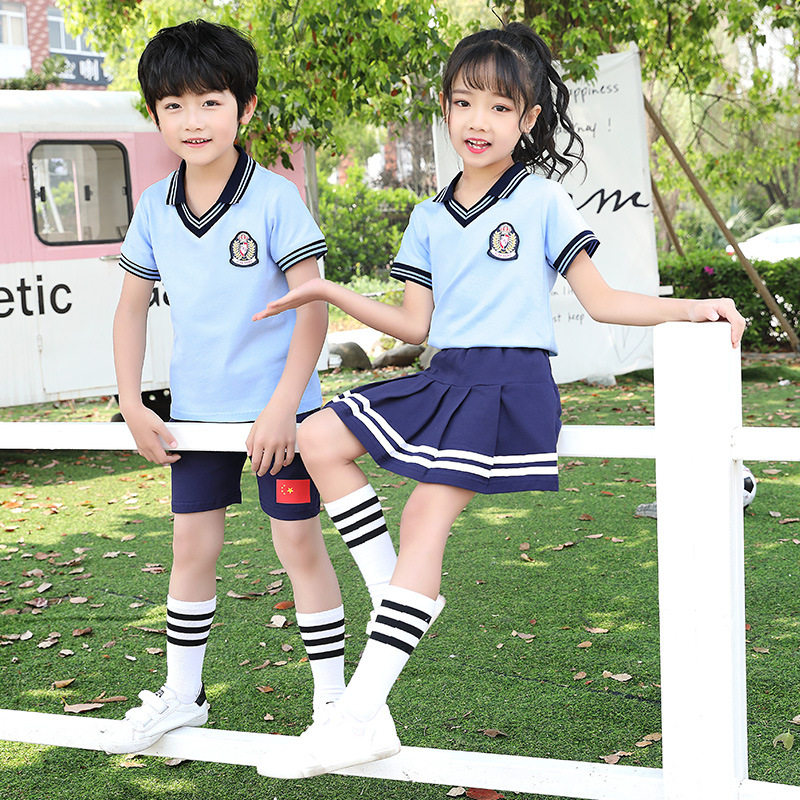 School uniforms for elementary school students summer cotton kindergarten uniforms summer short-sleeved suits class uniforms graduation photo clothing college style