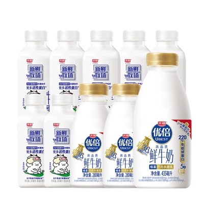 【淘金币】光明优倍浓醇280ml*2+浓醇435ml*1+新鲜牧场INF240ml*7