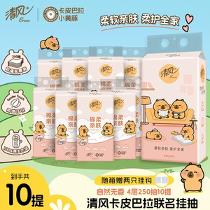 李昀锐同款清风抽纸悬挂式纸巾250抽10提家用整箱卫生纸抽by