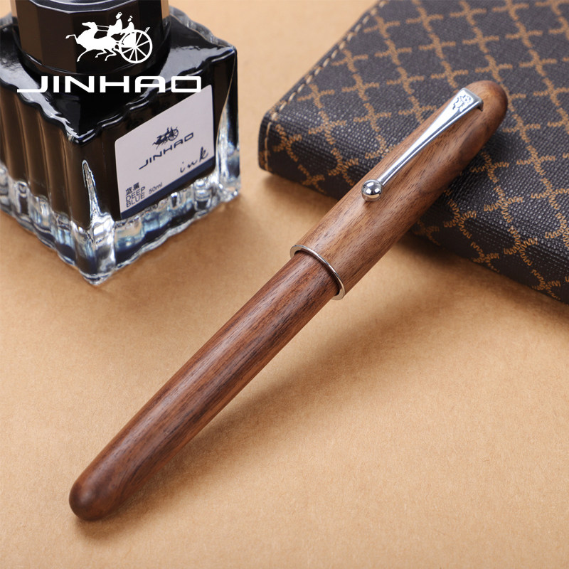 Jinhao 9035 wood pen body pen pear wood walnut wood male and female students with 35mm big Ming tip