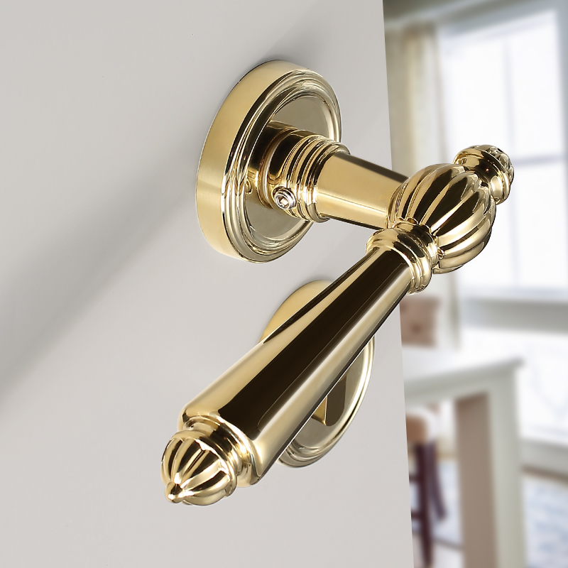 Light and luxurious bedroom door door door door handle French style golden door lock mute split lock home universal wood door lock-Taobao