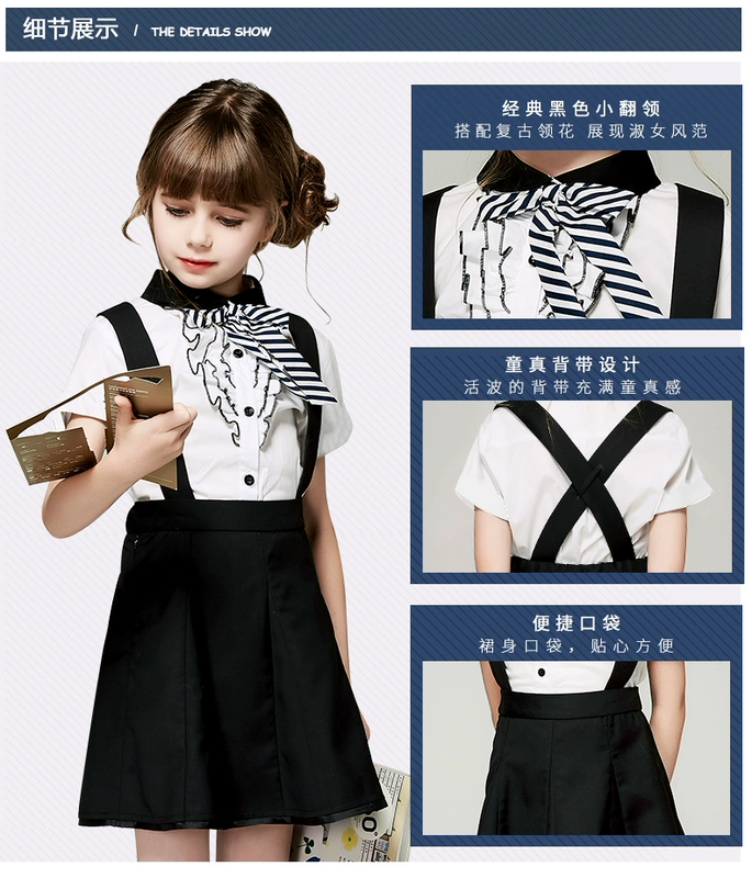 EYAS Boy Bib Suit Set Bộ quần áo hợp xướng cho trẻ em Trang phục ngày của trẻ em Trang phục biểu diễn piano Quần áo cô gái nhỏ hoa mùa xuân - Váy trẻ em