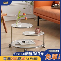 Less living rotating tea table 360 rollers tempered glass retro vintage furnishings innet black tea a few