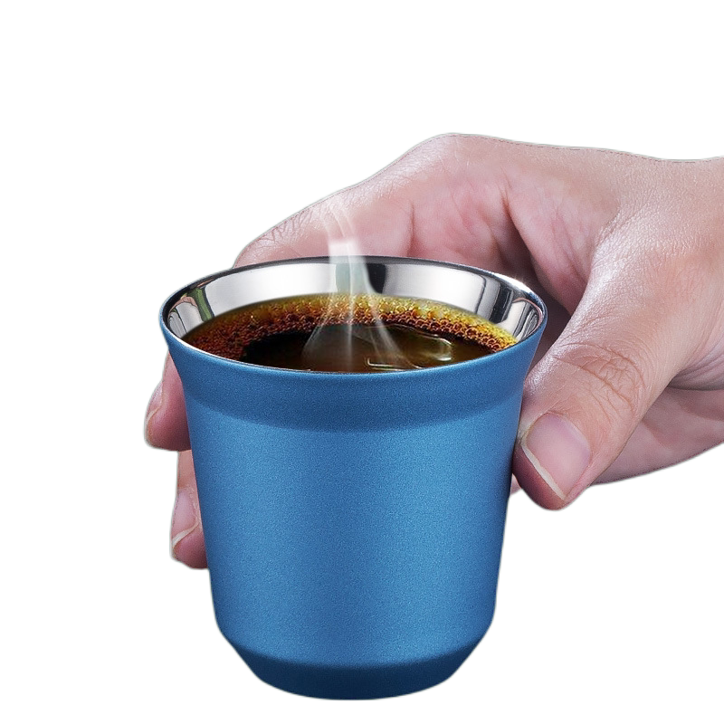 Capsule Coffee Cup 86ML Soil Hao - gold Double - layer 304 stainless steel capsule office business cup anti - hot