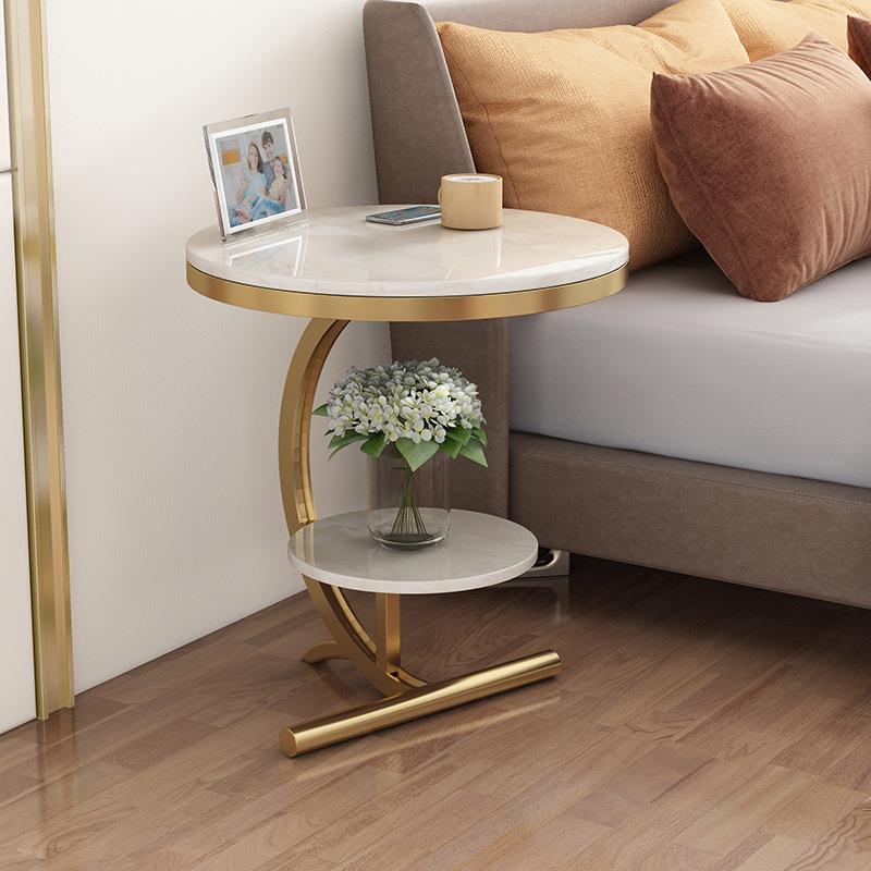 Bedroom Living Room Marble Tea Table Small Family of Sofa Side Cabinet Corner a few minimalist Balcony Bedside Small Round Table