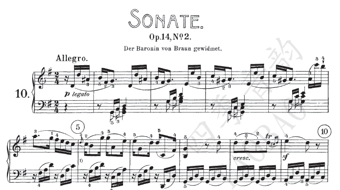 Beethoven Piano Sonata No 10 in G major, Op 14 No 2 Piano Score