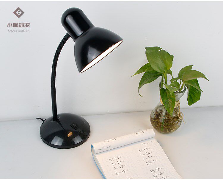 led wrought iron simple eye protection table lamp students study and work dormitory bedroom children's bedroom plug-in lamp socket light bulb