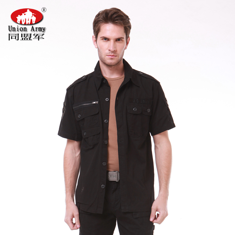 Chính hãng Liên minh Quân đội ngoài trời Quân đội Quạt Ngụy trang Quần áo Xám đậm Ngụy trang Áo ngắn tay Áo ngoài trời - Những người đam mê quân sự hàng may mặc / sản phẩm quạt quân đội mũ sĩ quan quân đội
