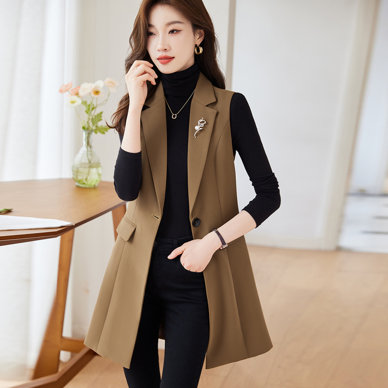 Mid-Length Vest for Women, New Spring and Autumn Korean Style, Casual Versatile Elegant Blazer Jacket, Vest for Outerwear