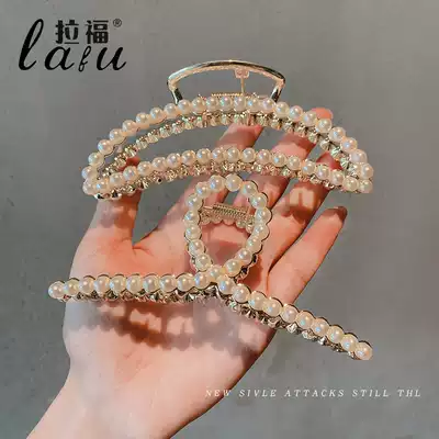 Head hairclip headdress Pearl catch hairclip back head hairclip grab clip large grab clip Korean net shark clip female