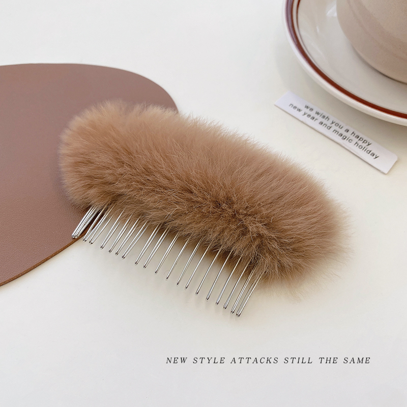 images 3:Creamy hairpin red hairpin behind the head spoon hairpin front hair card side forehead combed female side with Liu Hai broken hair clip headdress
