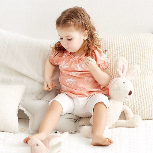 Летние нарукавники, летний тонкий комплект, штаны для отдыха для девочек, короткий рукав