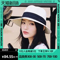  Mad Hatter and Alice Straw Hat Female summer small fresh sun hat Big head circumference female hat Sun hat White top hat