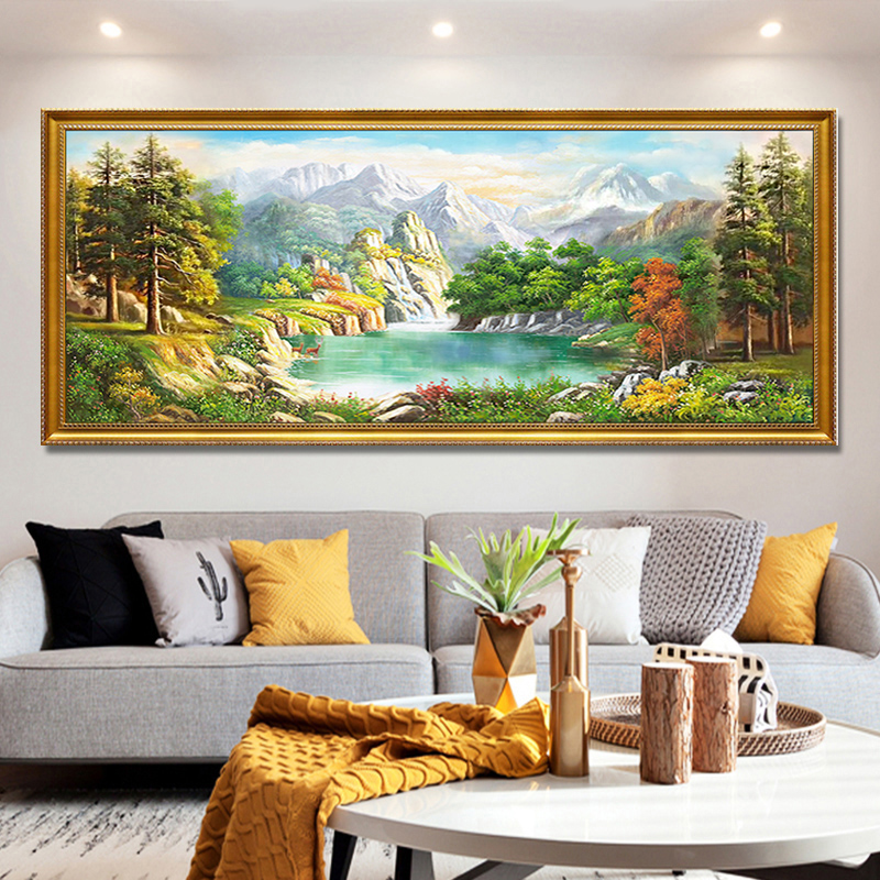 European and American-style pure hand-painted porch living room dining room sofa decoration painting scenery landscape cornucopia lucky painting murals