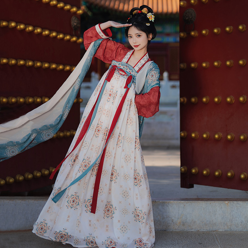 Menghualu Original Hanfu for Women, Tang-Style Improved Chinese Style, Ethereal and Elegant, Restored Chest-Length Skirt, Full Set of Ancient Costume for Spring Menghualu Original Hanfu for Women, Tang-Style Improved Chinese Style, Ethereal and Elegant, Restored Chest-Length Skirt, Full Set of Ancient Costume for Spring