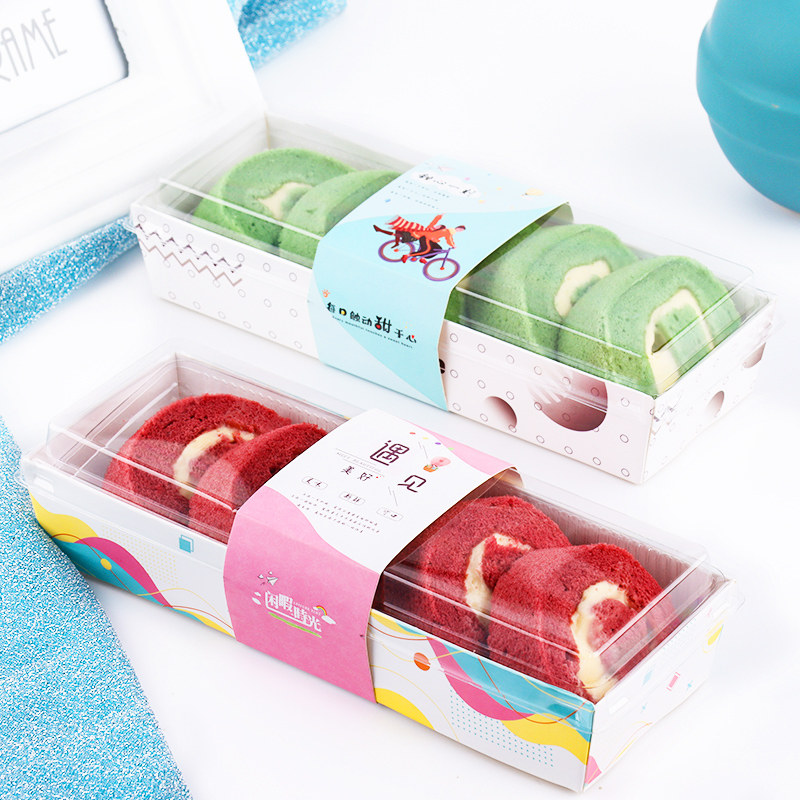 Trapezoidal Cake Roll Packaging Box Tiger Leather Roll Green Bean Pastry Sushi Swiss Roll Box Red Velvet Chic Exotic Fruit West Point Box